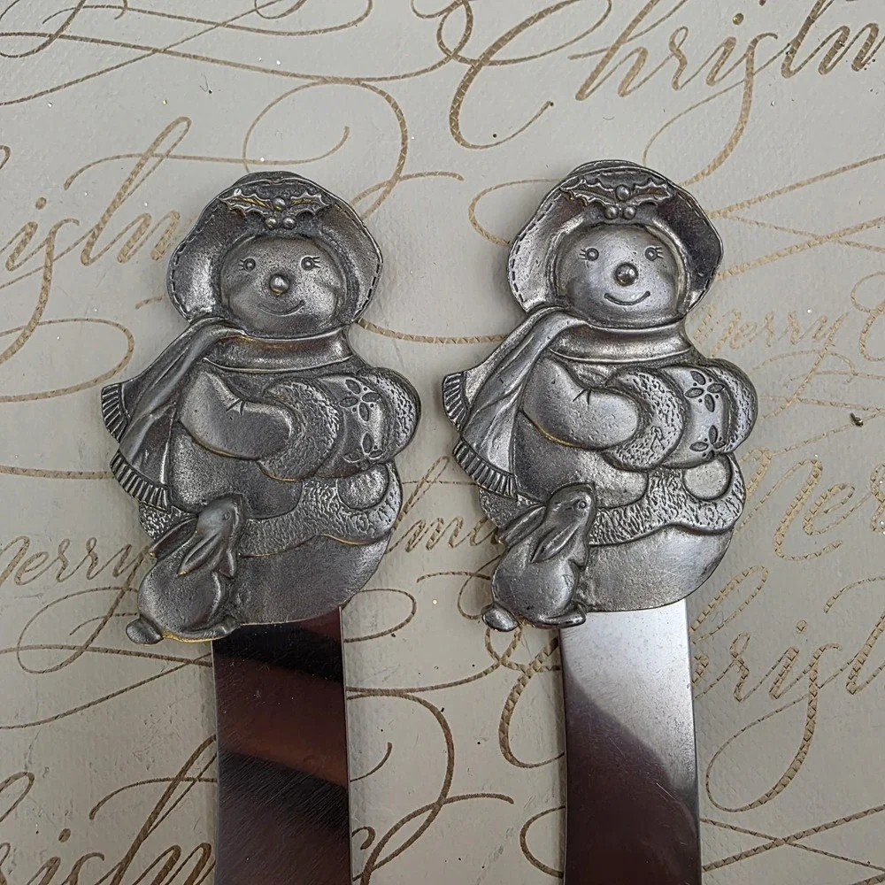 Santa Sheffield England Cheese Butter Appetizer‎ Spreader Knife Set Christmas 5